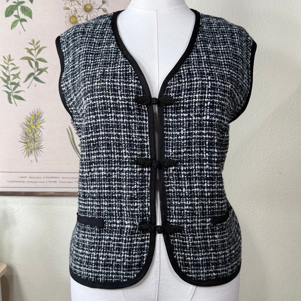 Vintage 80s 90s Dawn Joy Tweed Frog Closure Vest Whimsigoth Grandma 20W 1X 2X